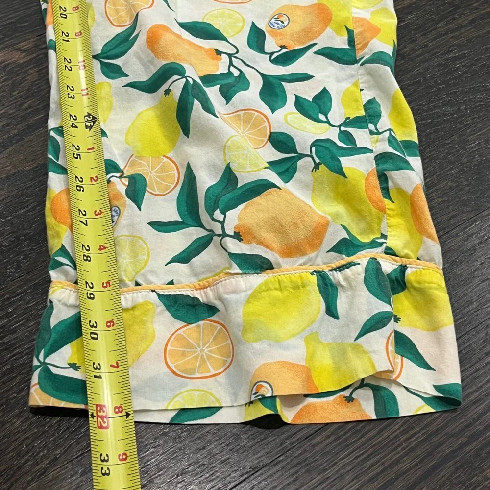 Old Navy Pajama Set Women Small Tall Yellow 3 Piece Citrus Lemon Cotton Modal